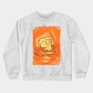 Chiguire in Orange Crewneck Sweatshirt